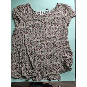 Torrid Women Plus Size Geometric Print Short Sleeve Zip Front Tunic Top 4